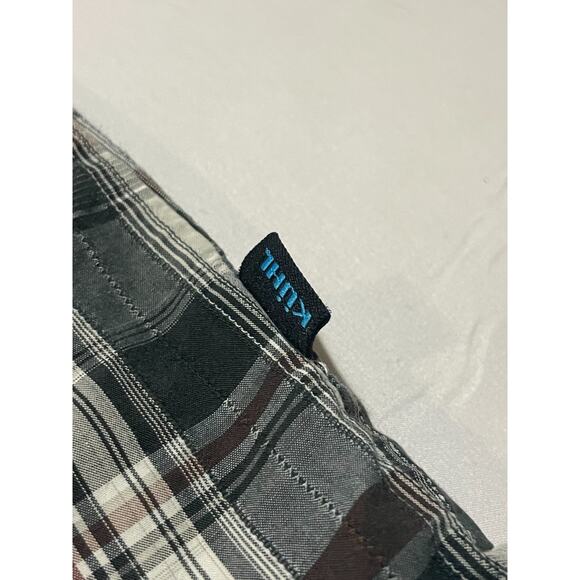Kuhl Mens XL Gray Plaid Button Up Short Sleeve Shirt Outdoors Suncel - Picture 5 of 10